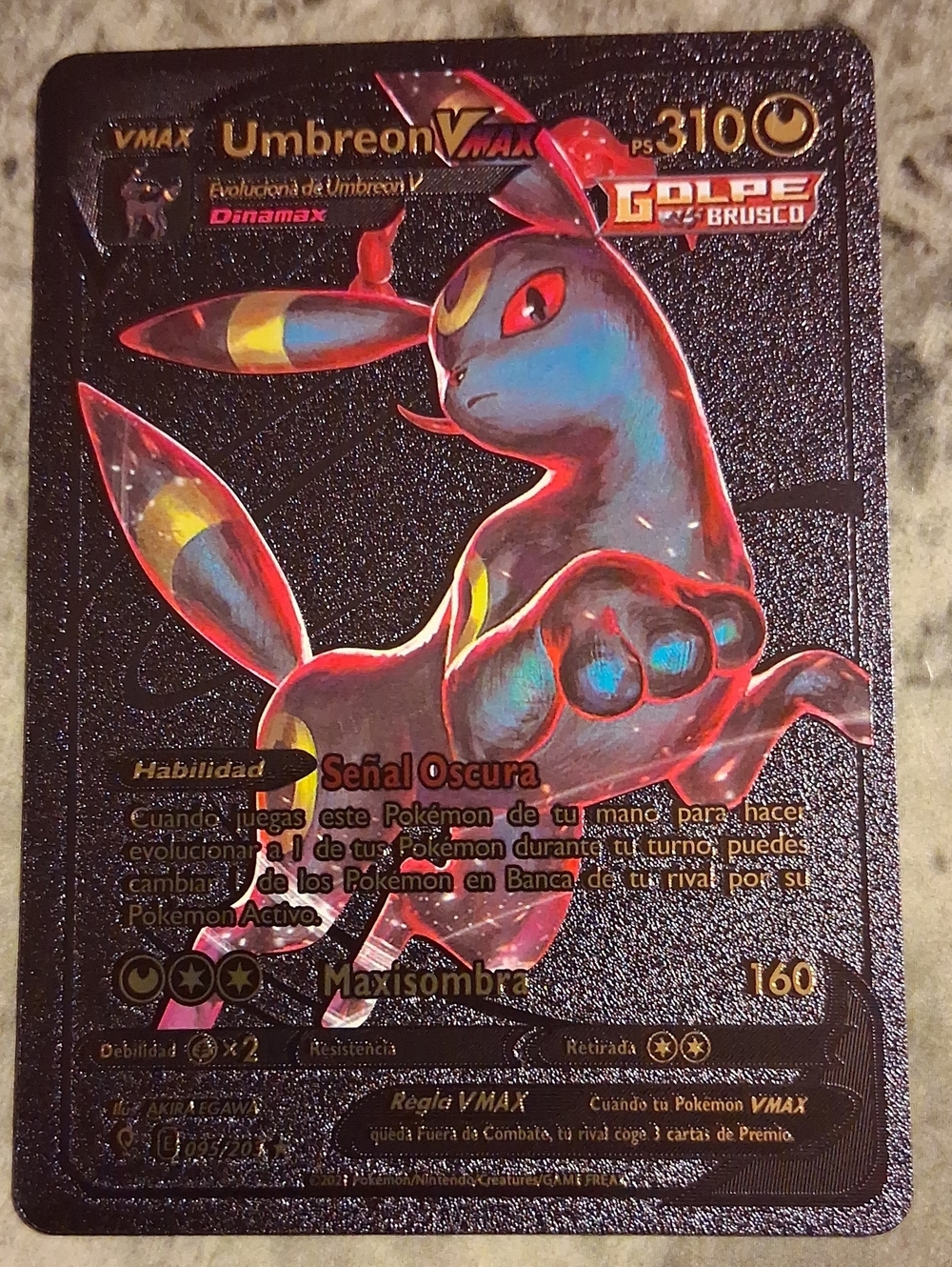 Umbreon VMAX Holo Card - Dark/Black with Yellow Accents